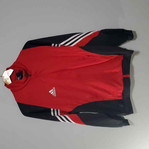 Adidas jacket men's sz medium black red white stripes Adidas logo y2k po… - Picture 1 of 16